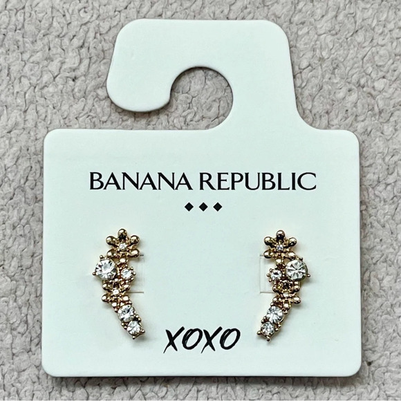Banana Republic Gold-Tone Crystal Flower Stud Drop Earrings - Picture 1 of 3